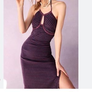 Free People Terra maxi dress ribbed halter purple